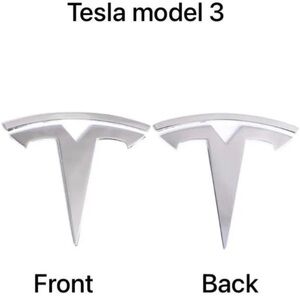 Model 3 Badge Emblem - Front Hood and Rear Trunk Replacement Logo for Tesla Mode